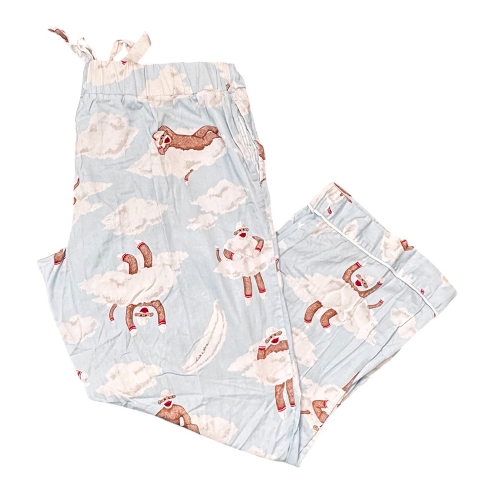 Nick & Nora Sock Monkey Cloud Print Pajama Pants Blue XXL